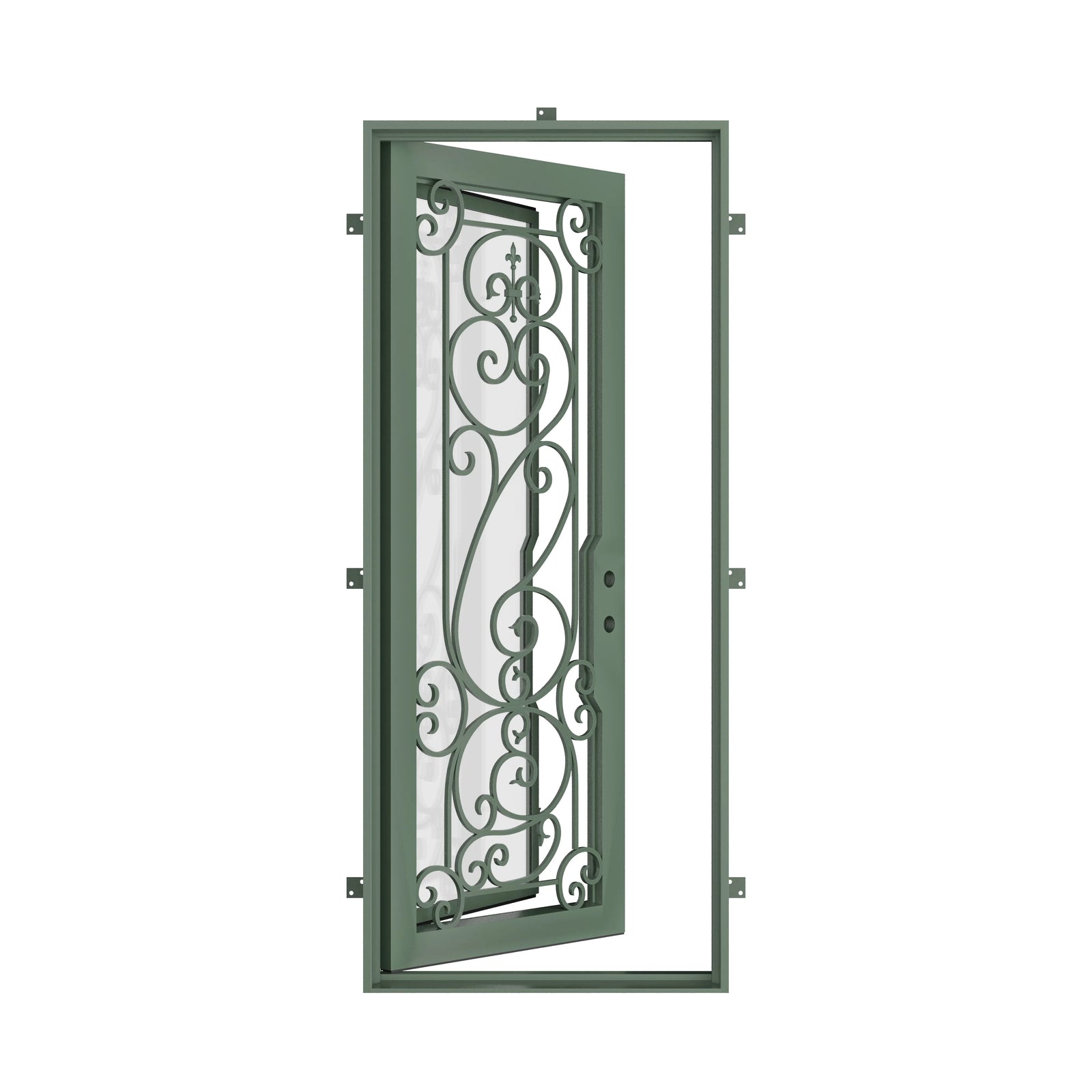 Pinkys Hills steel door, single, flat, open