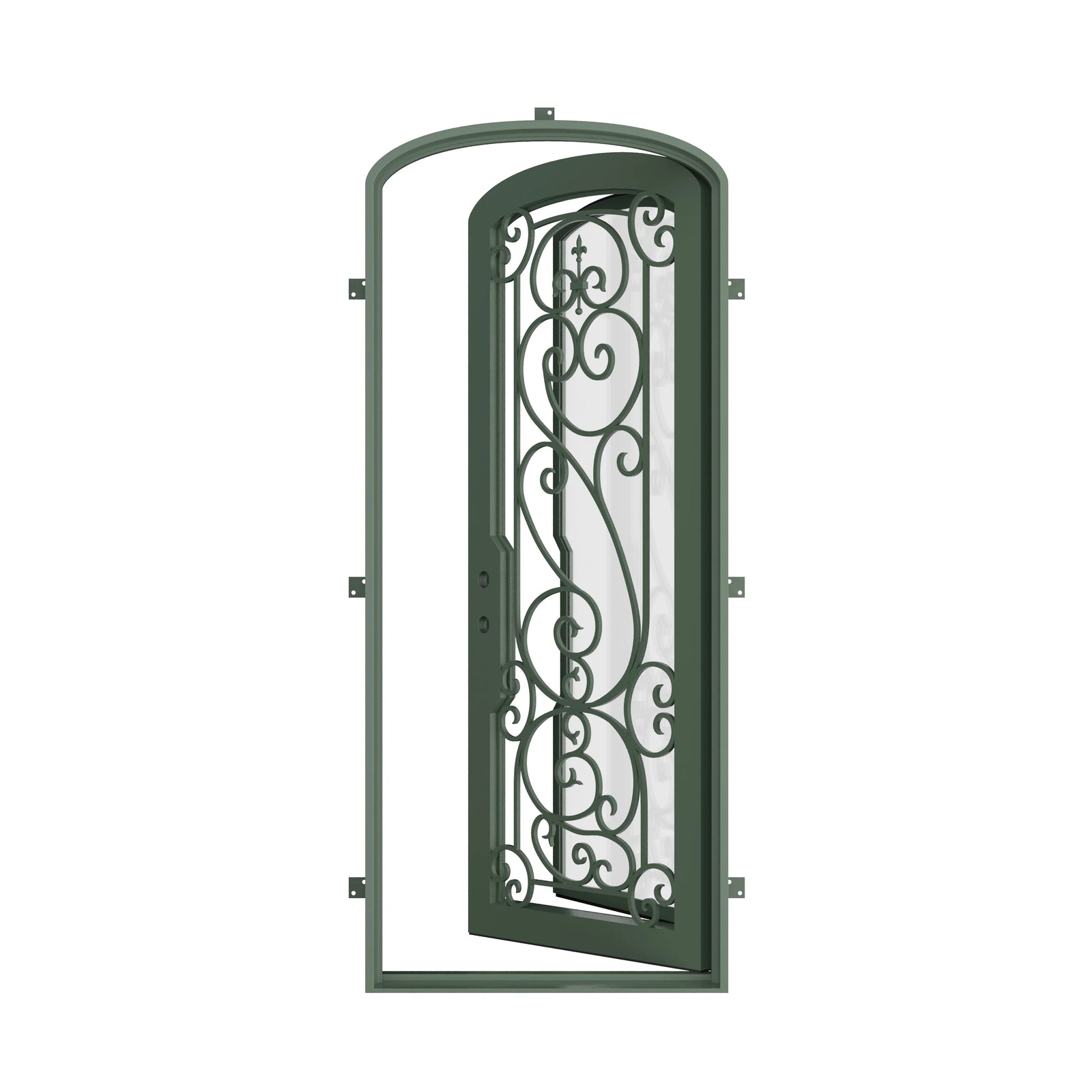 Pinkys Hills steel door, single, mini arch, open