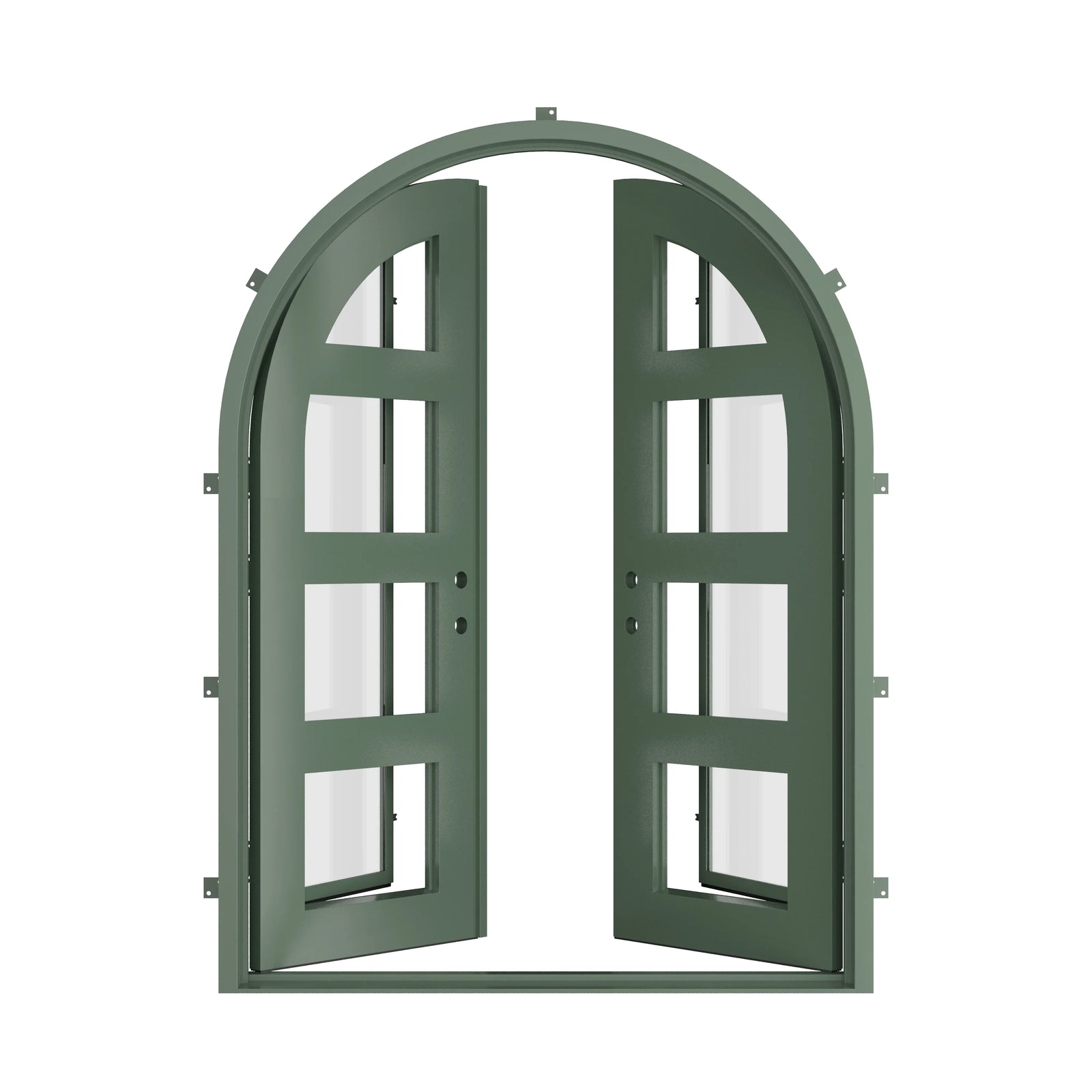 Pinkys Knox steel door, double, full arch, open
