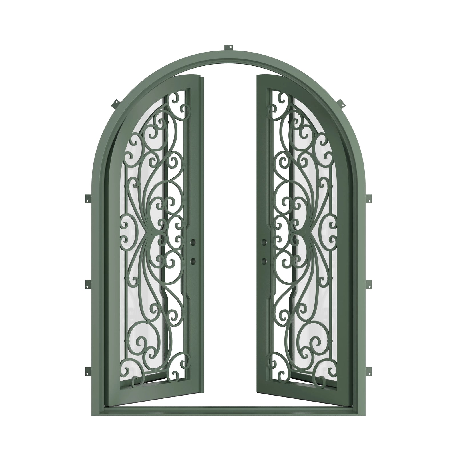 Pinkys Miracle steel door, double, full arch, open