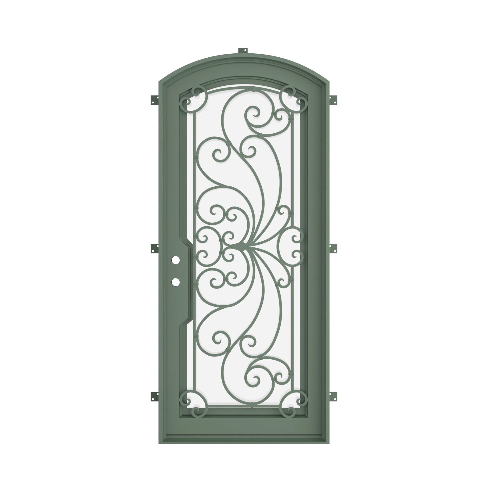 Pinkys Miracle steel door, single, arch, open