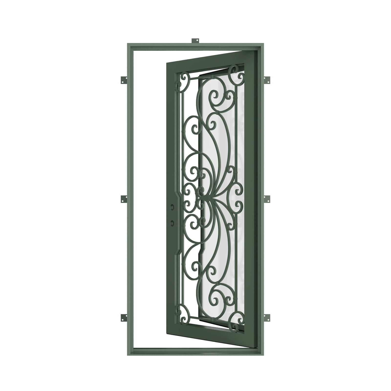 Pinkys Miracle steel door, single, flat, open
