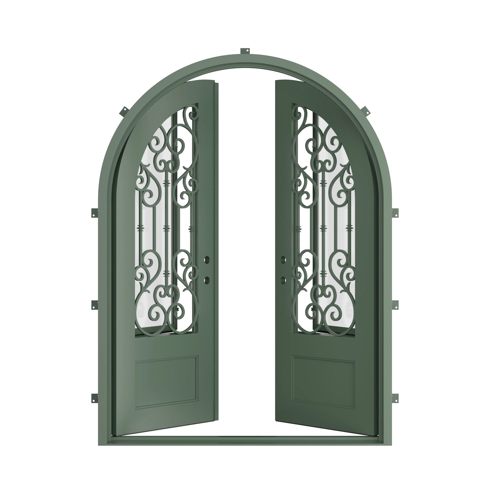 Pinkys New York steel door, double, full arch, open