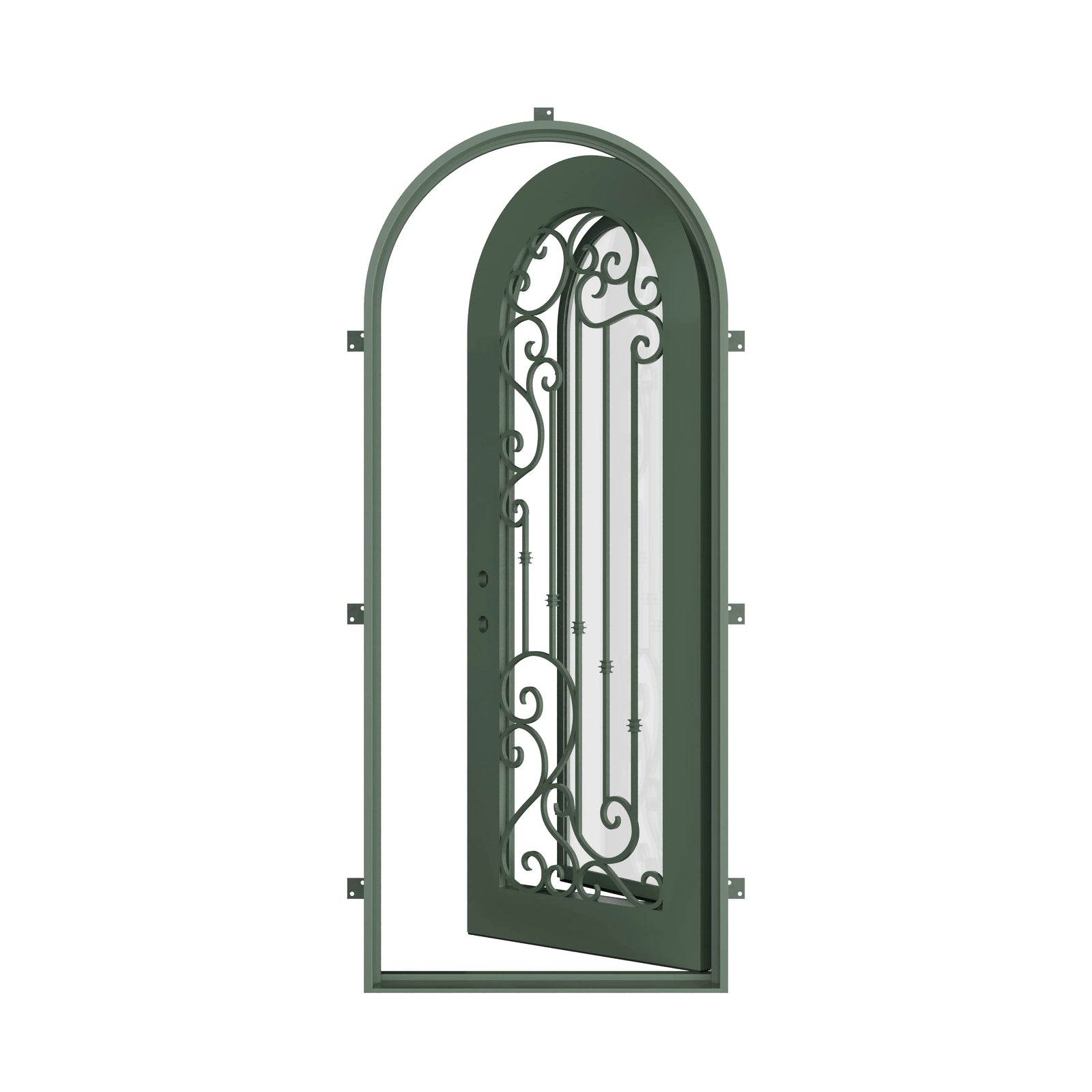 Pinkys Paris steel door, single, full arch, open