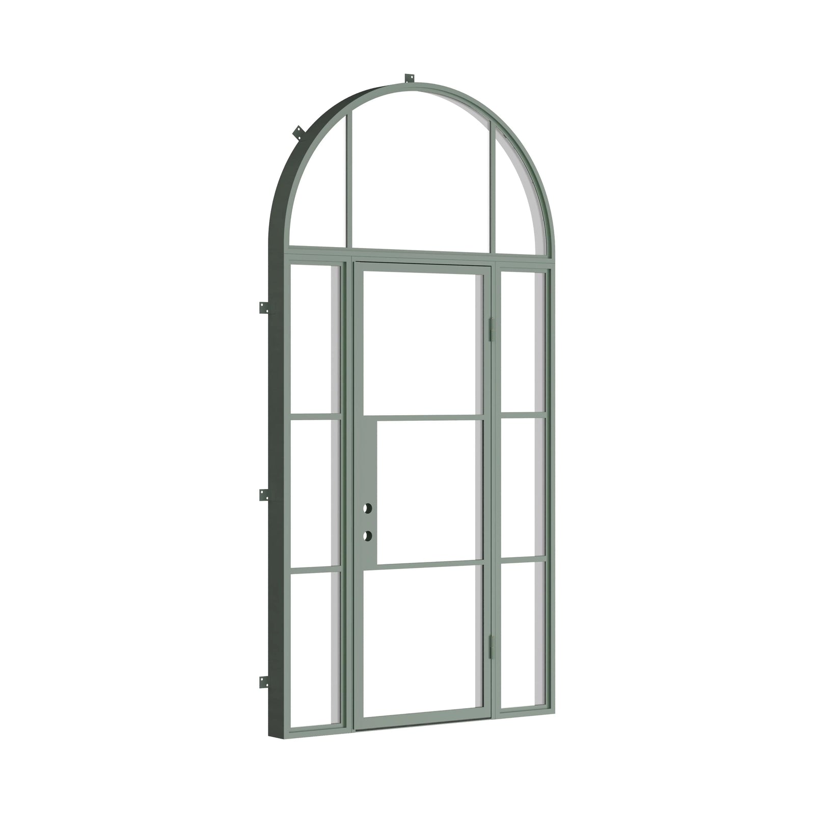 Pinkys Air 4 steel door, single, flat, with side windows, with an arch top window, closed