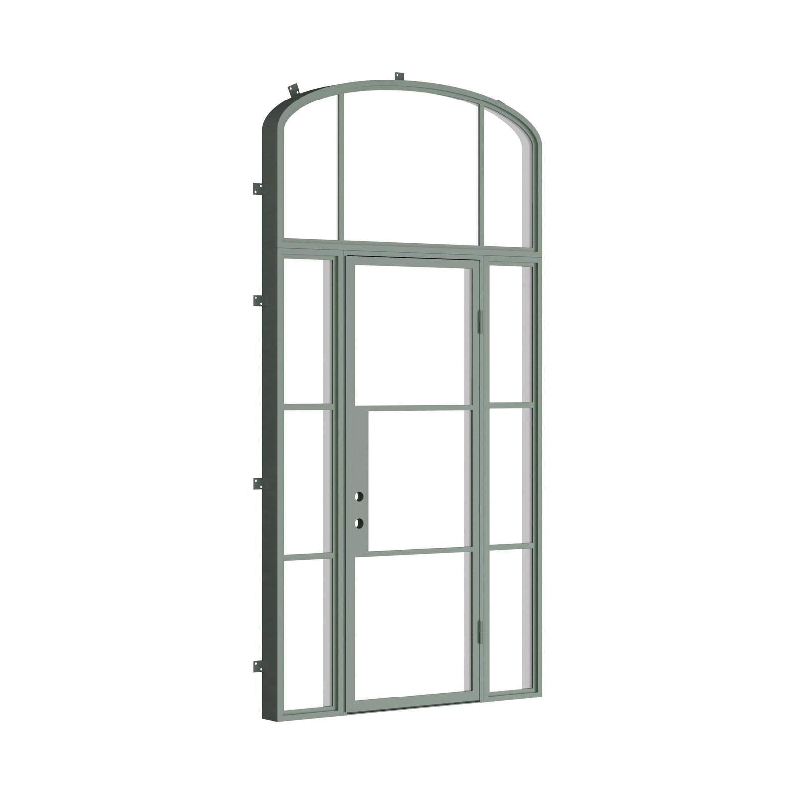 Pinkys Air 4 steel door, single, flat, with side windows, with a mini-arch top window, closed