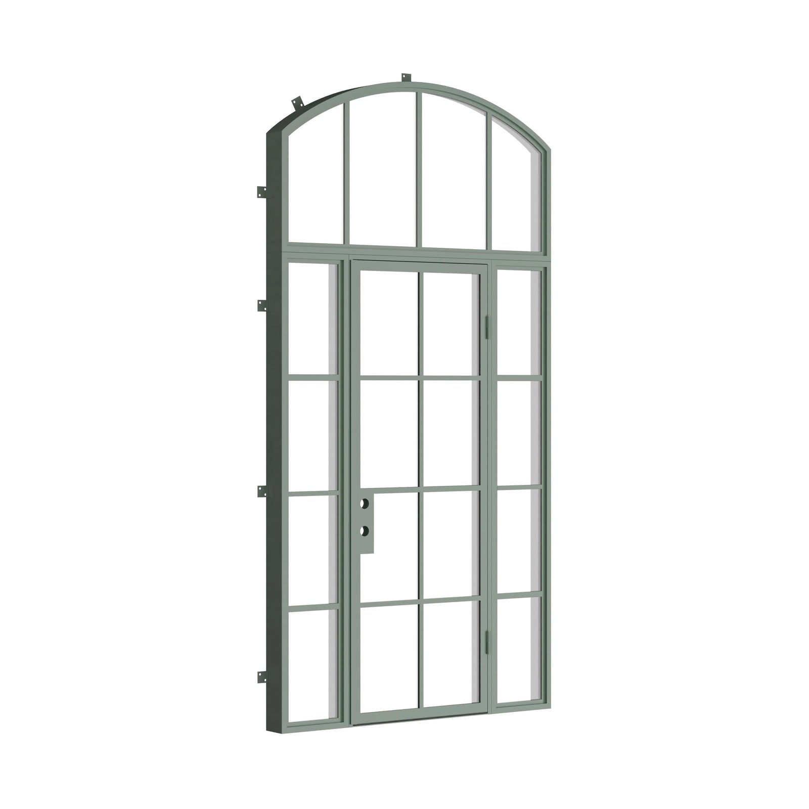 Pinkys Air 5 steel door, single, flat, with side windows, with an arch top window, closed