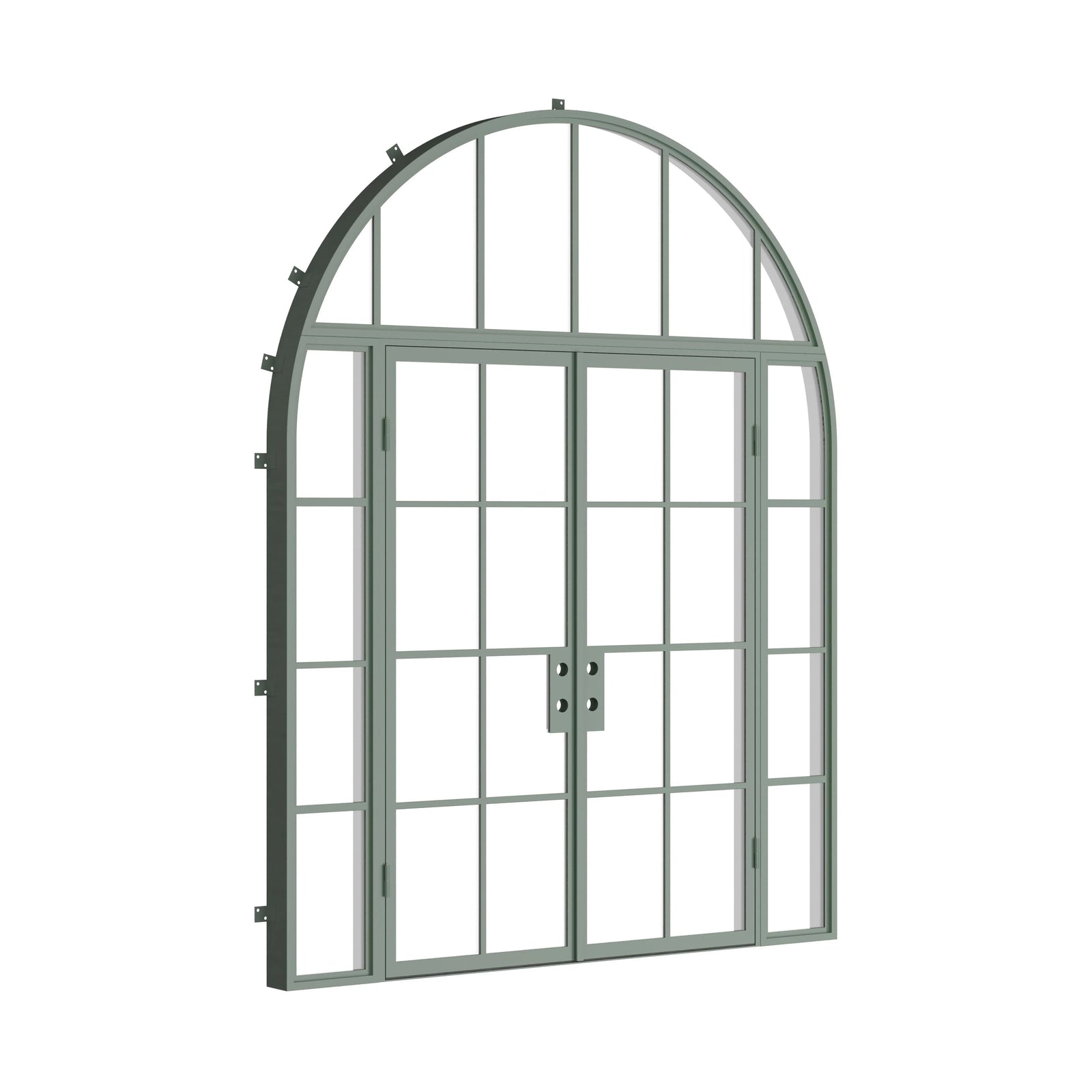 Pinkys Air 5 steel door, double, flat, with side windows, with a full-arch top window, closed