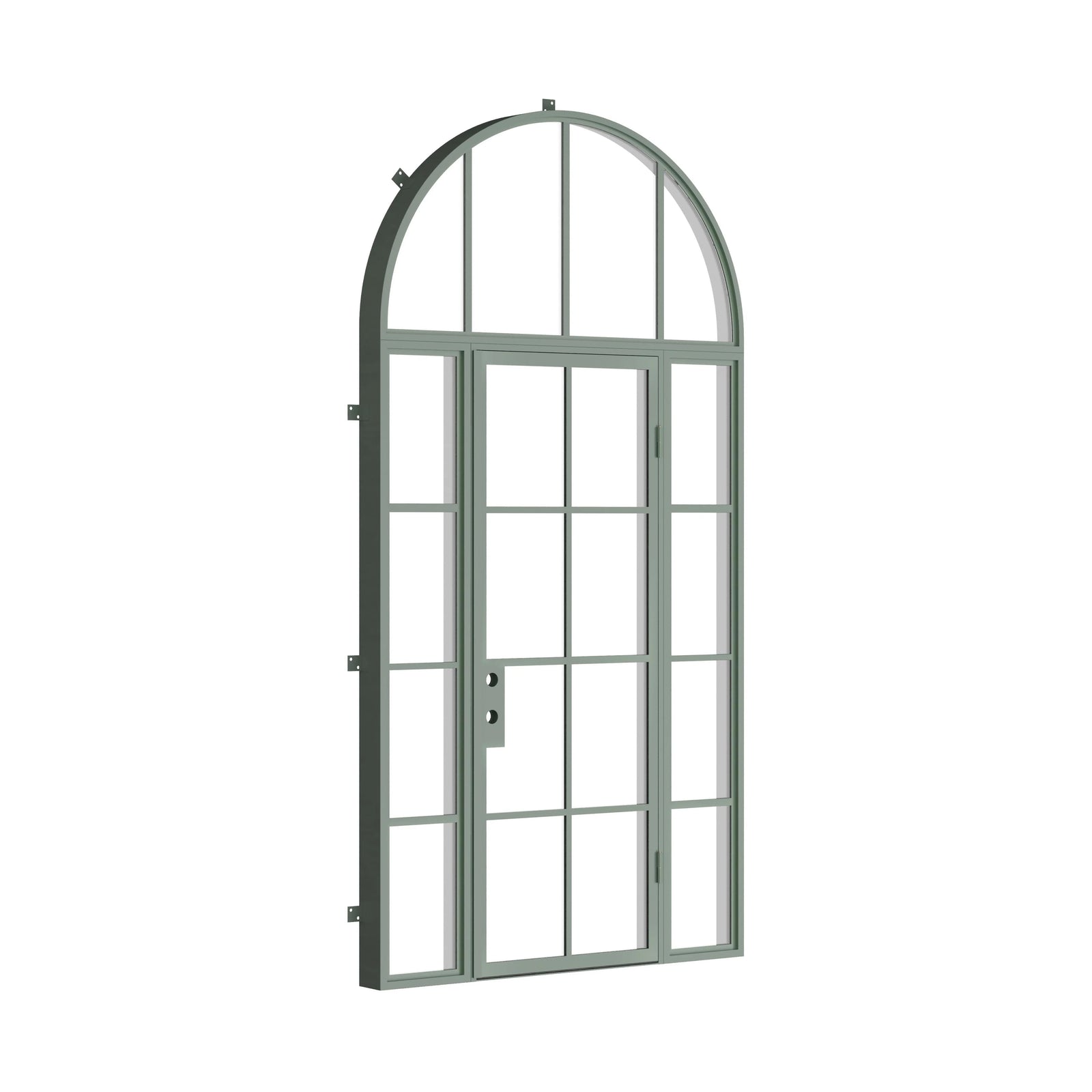 Pinkys Air 5 steel door, single, flat, with side windows, with a full-arch top window, closed