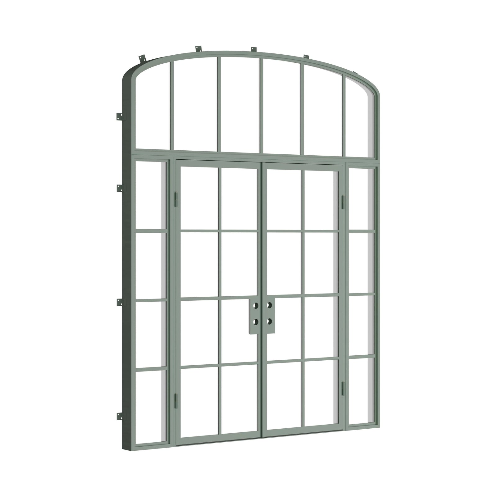Pinkys Air 5 steel door, double, flat, with side windows, with a mini-arch top window, closed