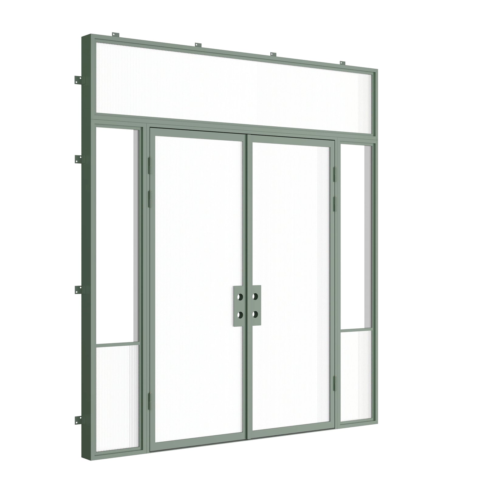 Pinkys Air Grand steel door, double, flat, with side windows, with a flat top window, closed
