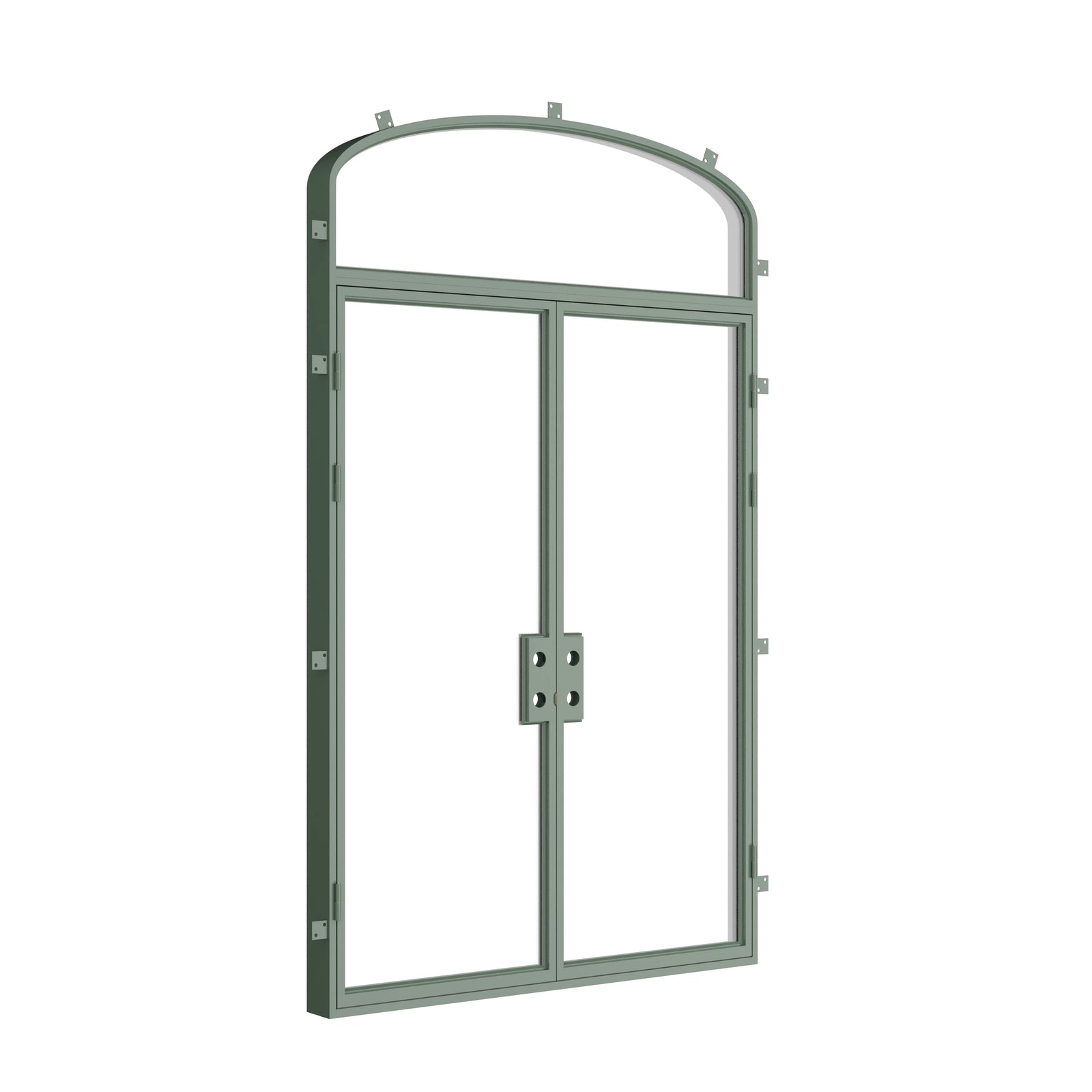 Pinkys Air Lite steel door, double, flat, with a mini-arch top window, closed