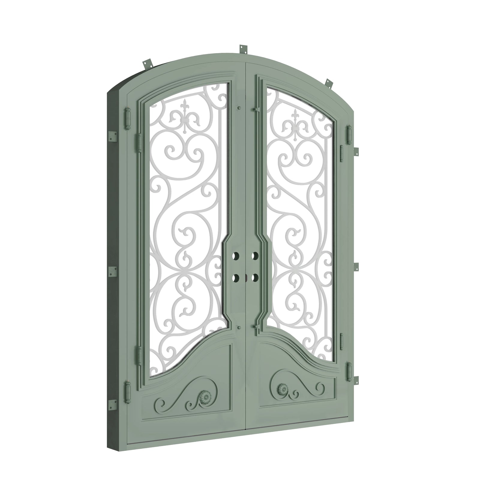 Pinkys Beverly steel door, double, arch, closed