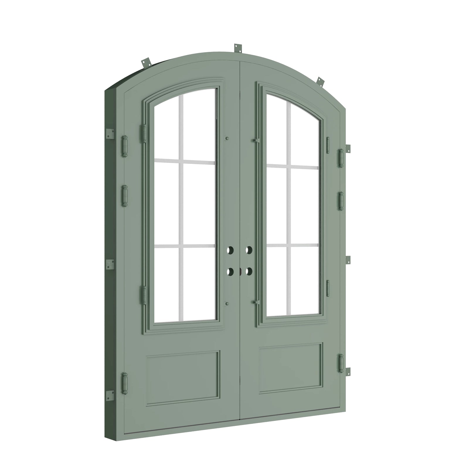 Pinkys Bristol steel door, double, arch, closed