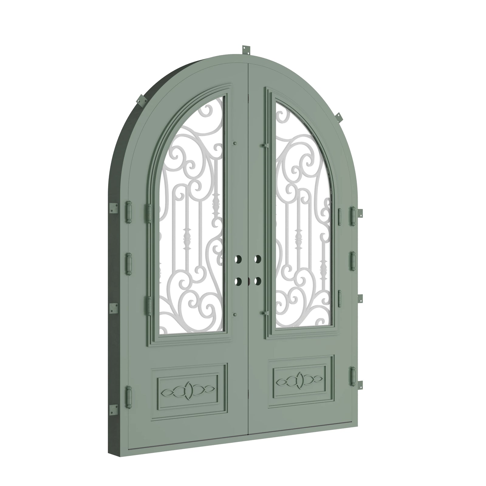 Pinkys Golden Gate steel door, double, full arch, closed