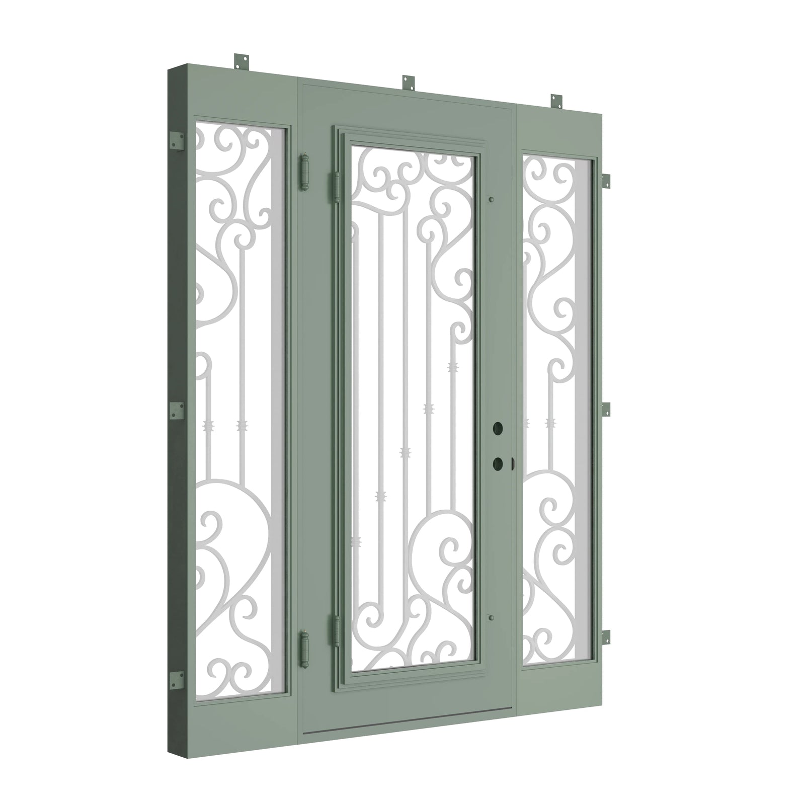 Pinkys Paris steel door, single, flat, with side windows, closed
