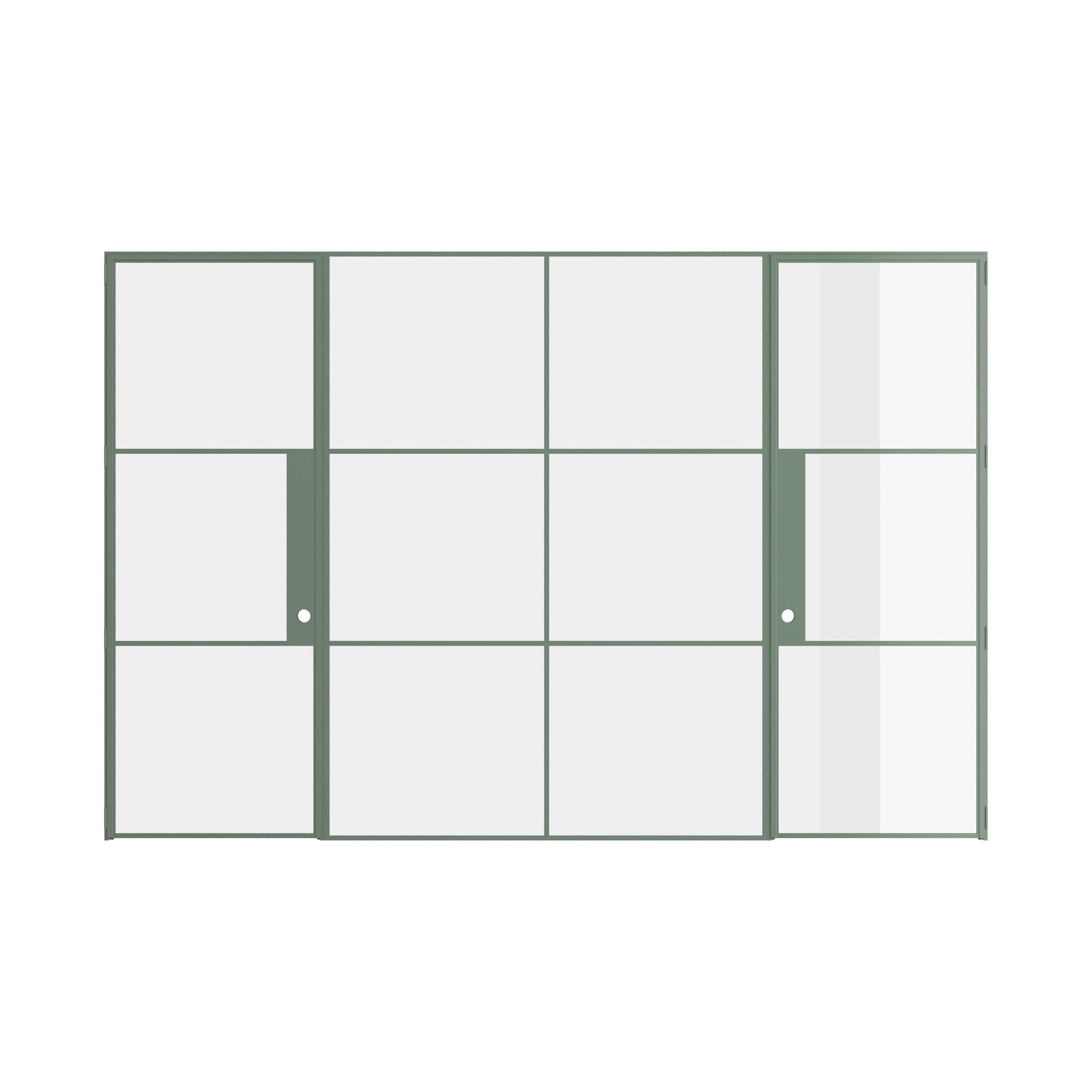 Pinkys Air 4 interior steel door, dual single, with a fixed middle panel, closed