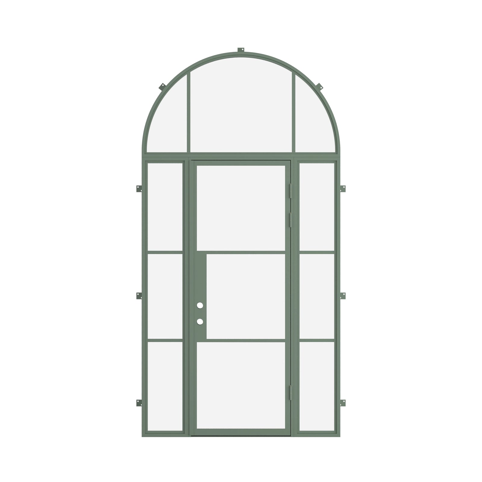Pinkys Air 4 steel door, single, flat, with side windows, with a full-arch top window, closed