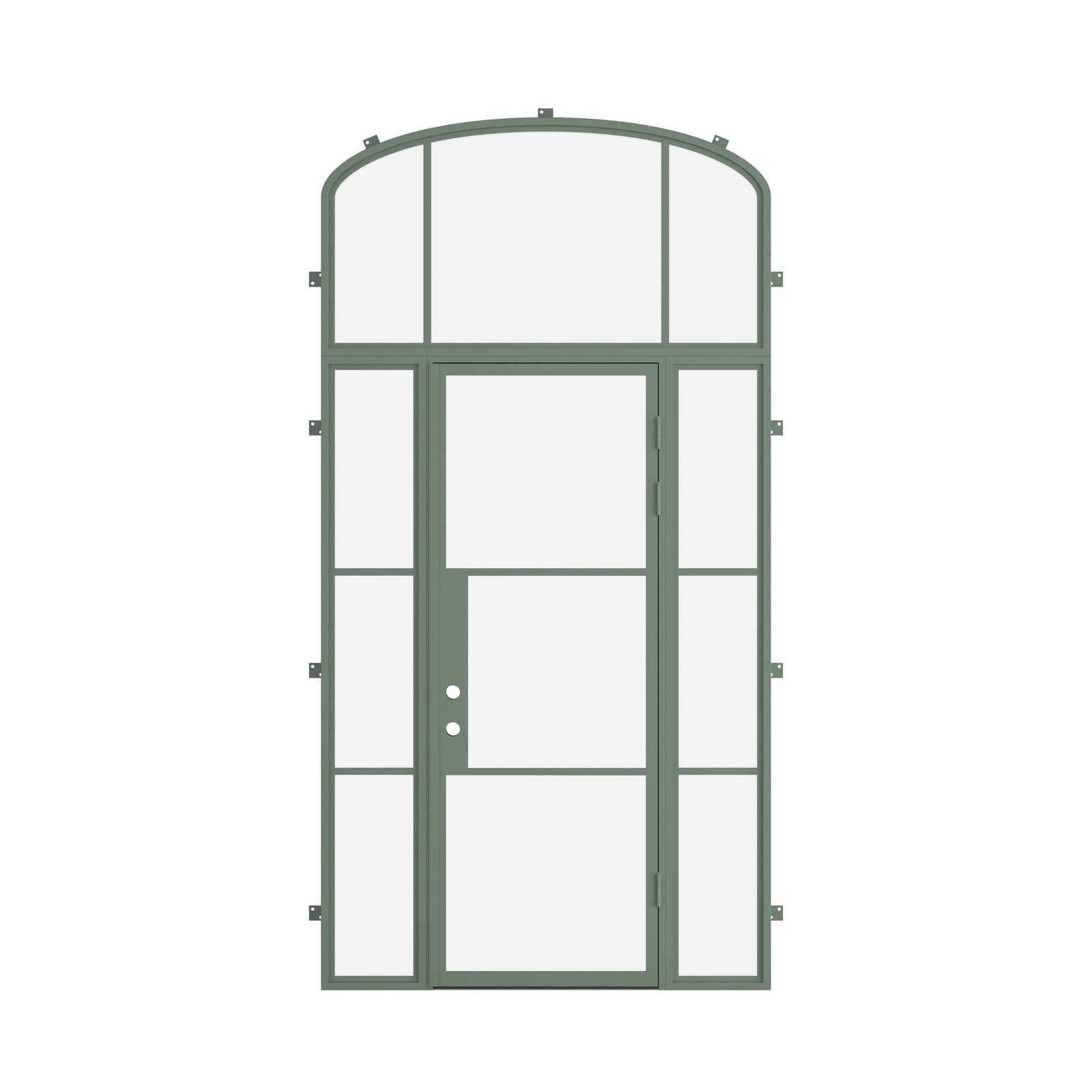 Pinkys Air 4 steel door, single, flat, with side windows, with a mini-arch top window, closed