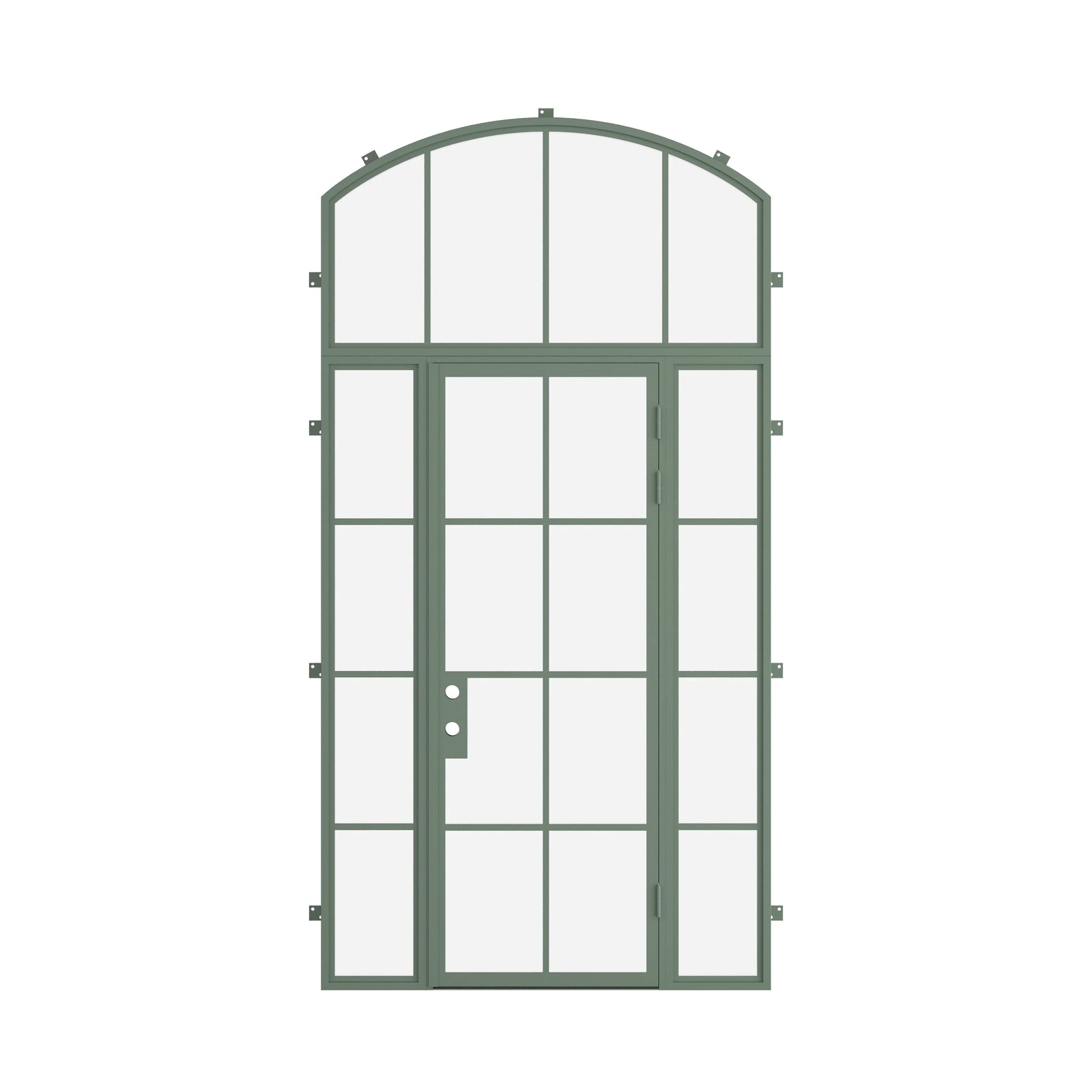 Pinkys Air 5 steel door, single, flat, with side windows, with an arch top window, closed