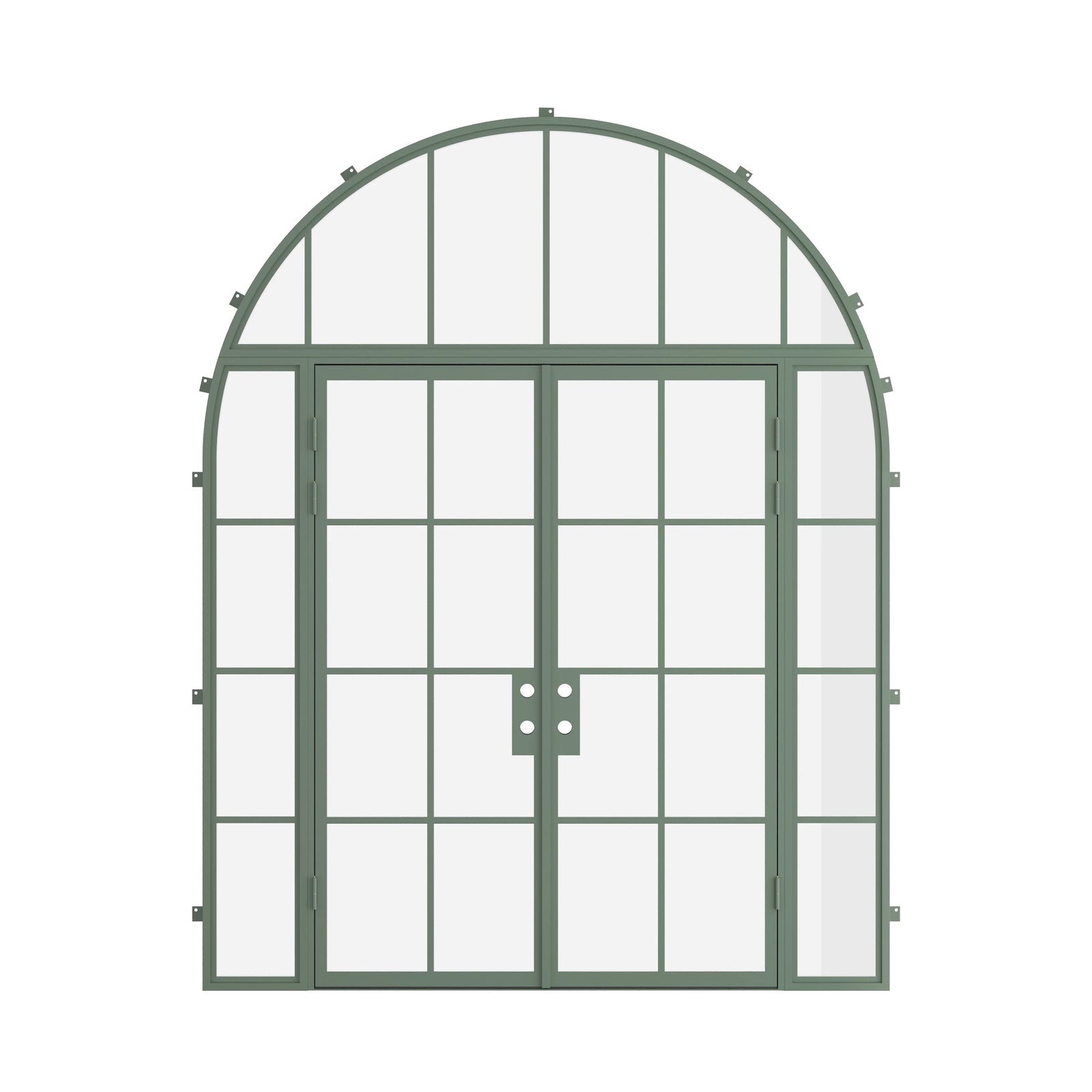 Pinkys Air 5 steel door, double, flat, with side windows, with a full-arch top window, closed