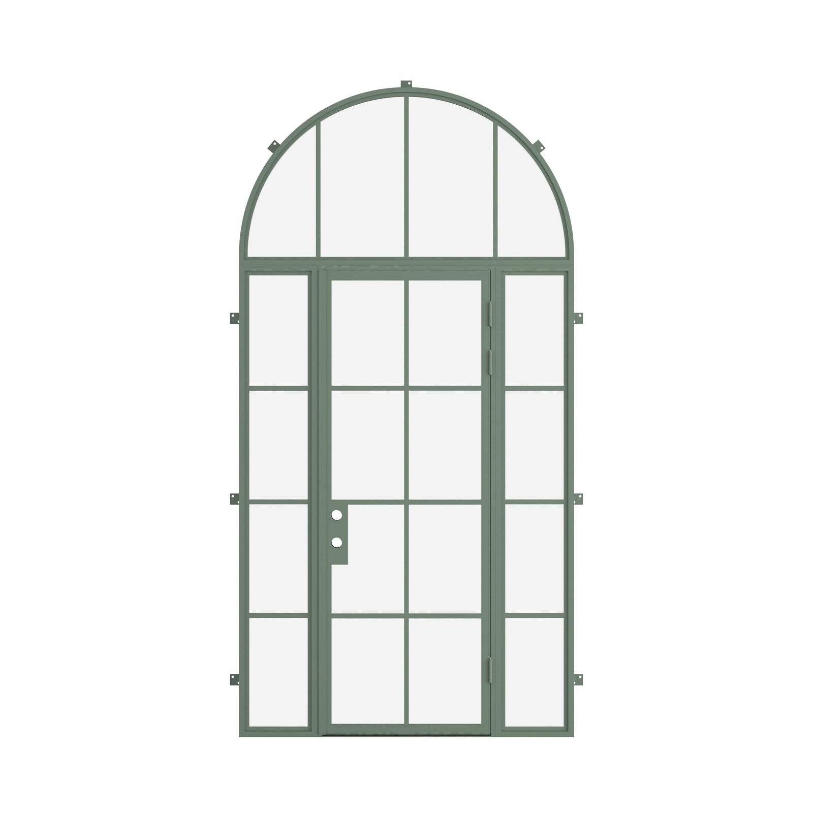 Pinkys Air 5 steel door, single, flat, with side windows, with a full-arch top window, closed