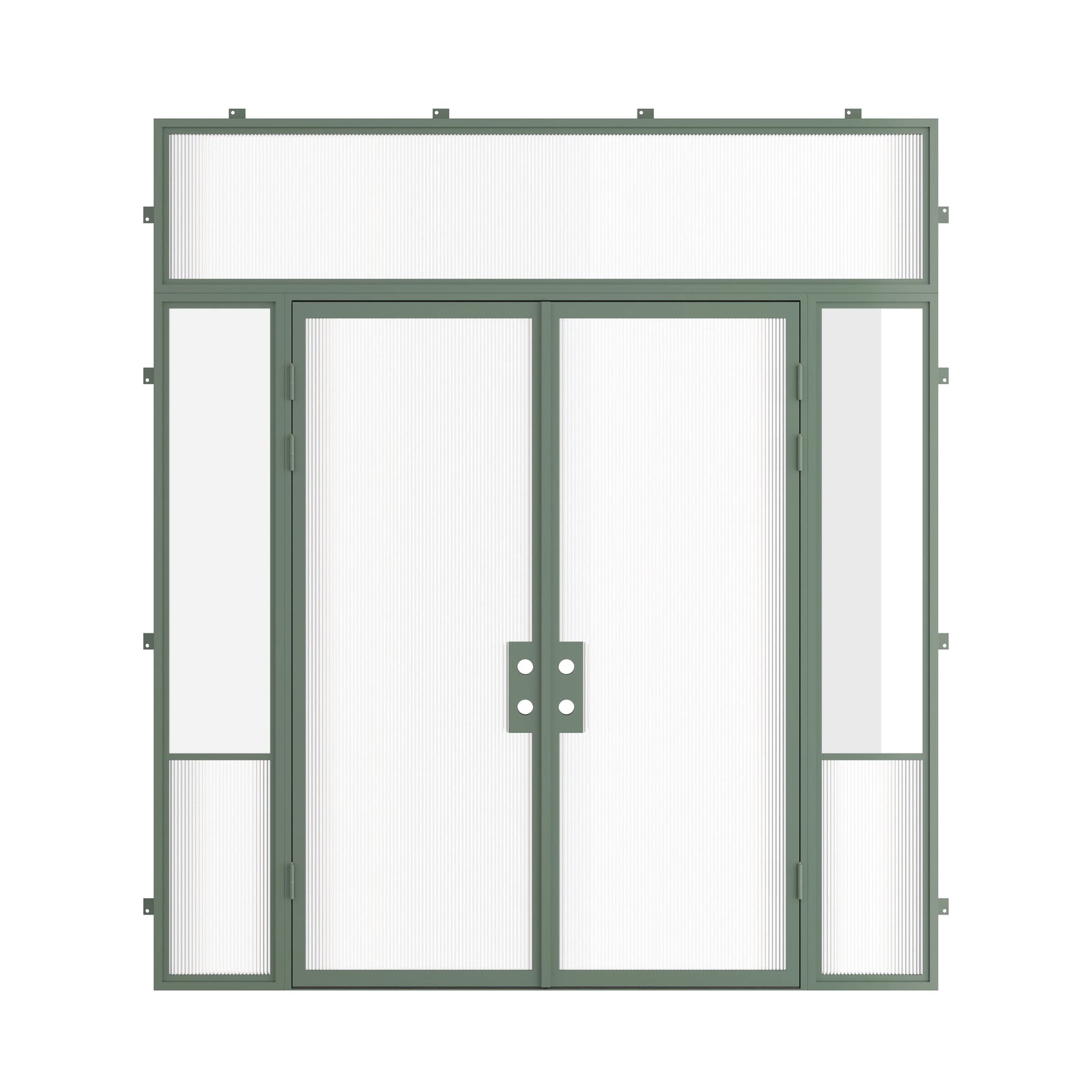 Pinkys Air Grand steel door, double, flat, with side windows, with a flat top window, closed