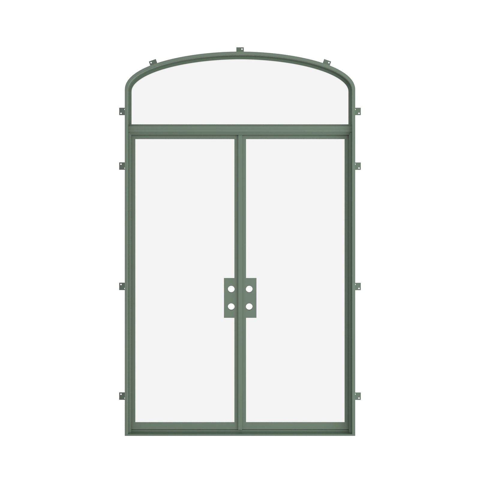 Pinkys Air Lite steel door, double, flat, with a mini-arch top window, closed