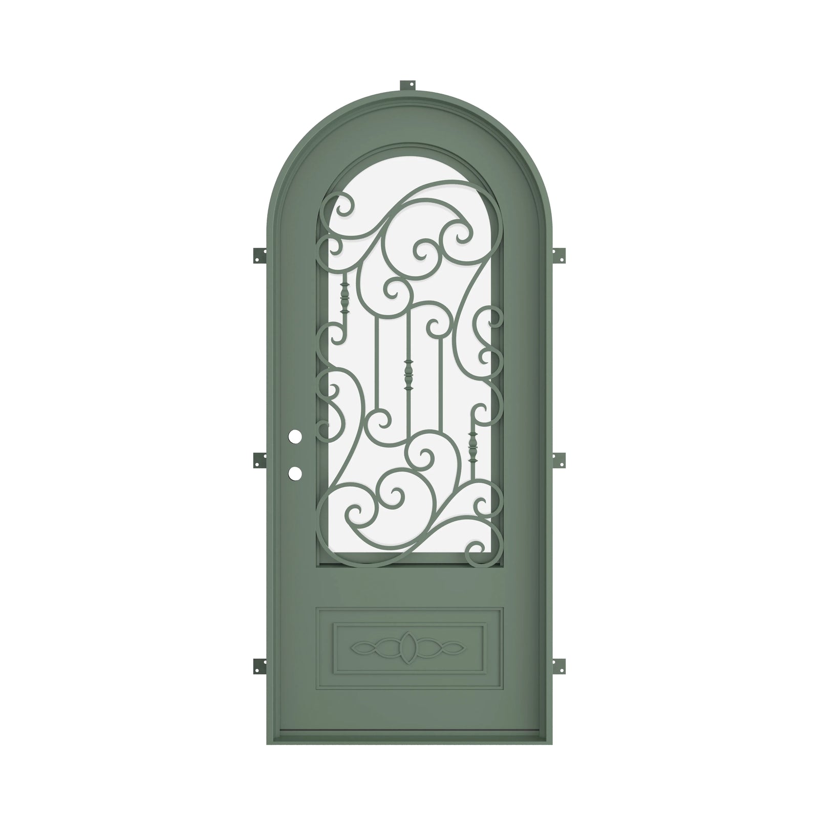 Pinkys Golden Gate steel door, single, arch, closed