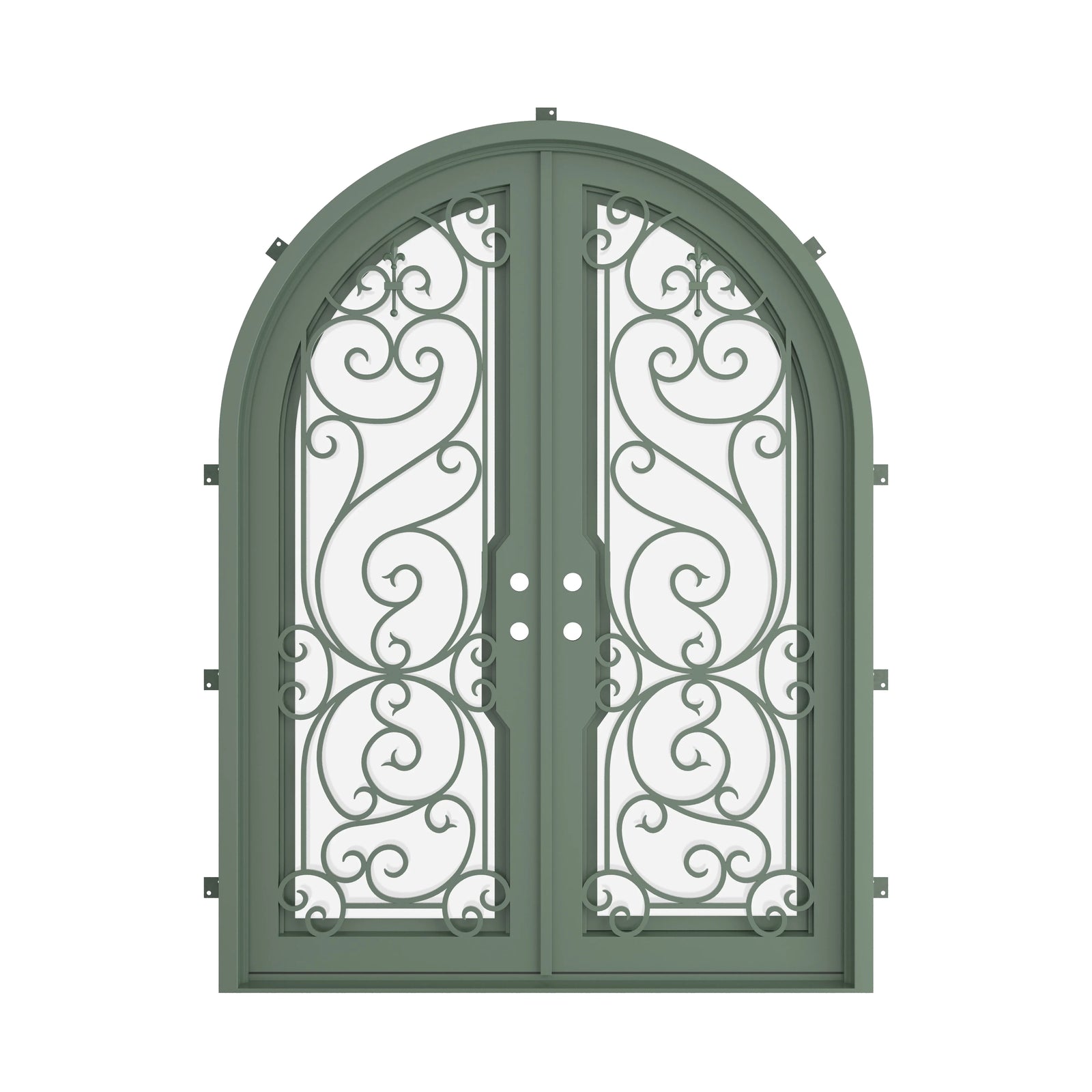 Pinkys Hills steel door, double, full arch, closed
