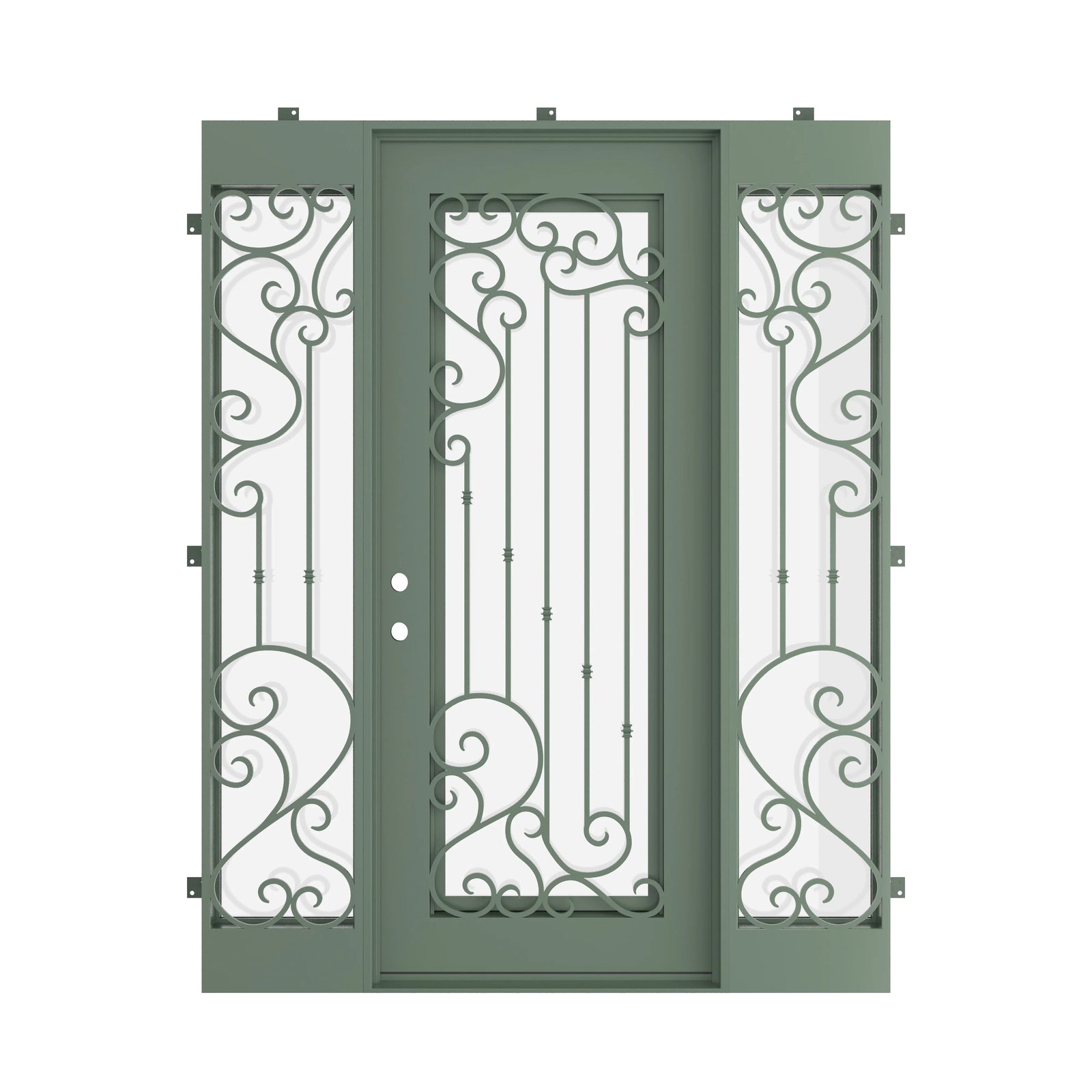 Pinkys Paris steel door, single, flat, with side windows, closed