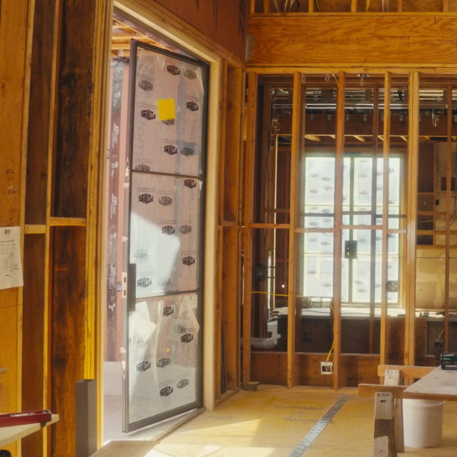 steel door install with protective glass cover
