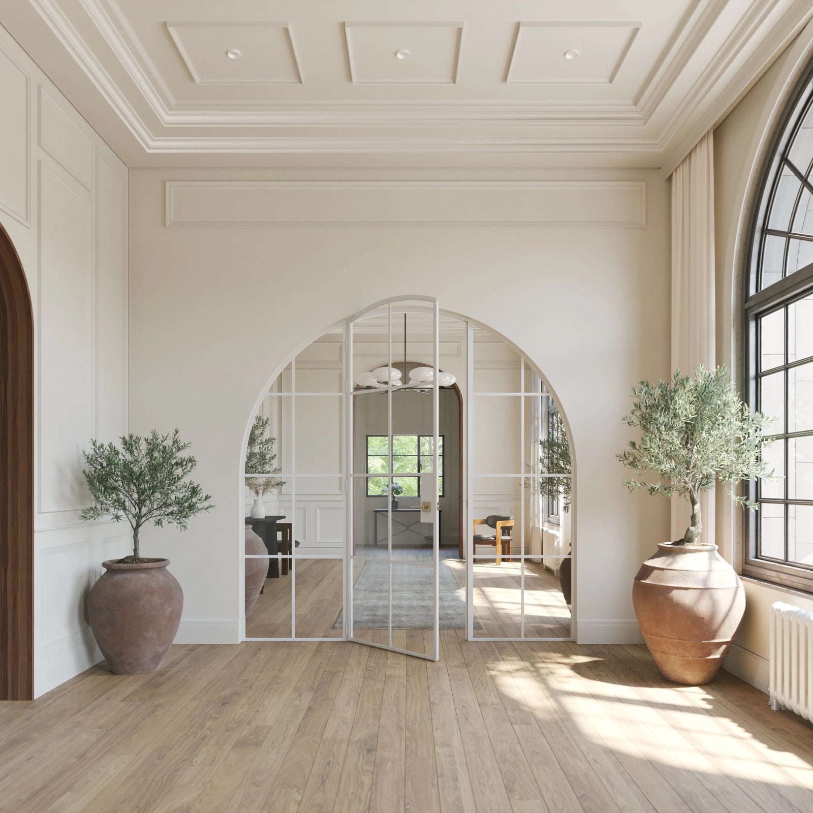 Pinkys Air 5 interior steel door, single, full arch, with side windows