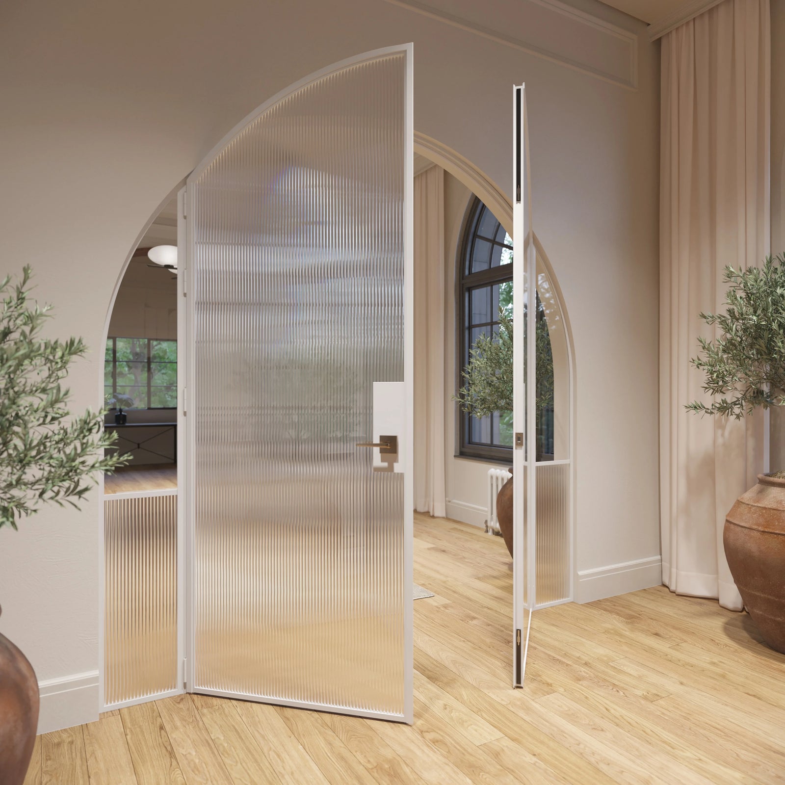 Pinkys Air Grand interior steel door, double, arch, with side windows