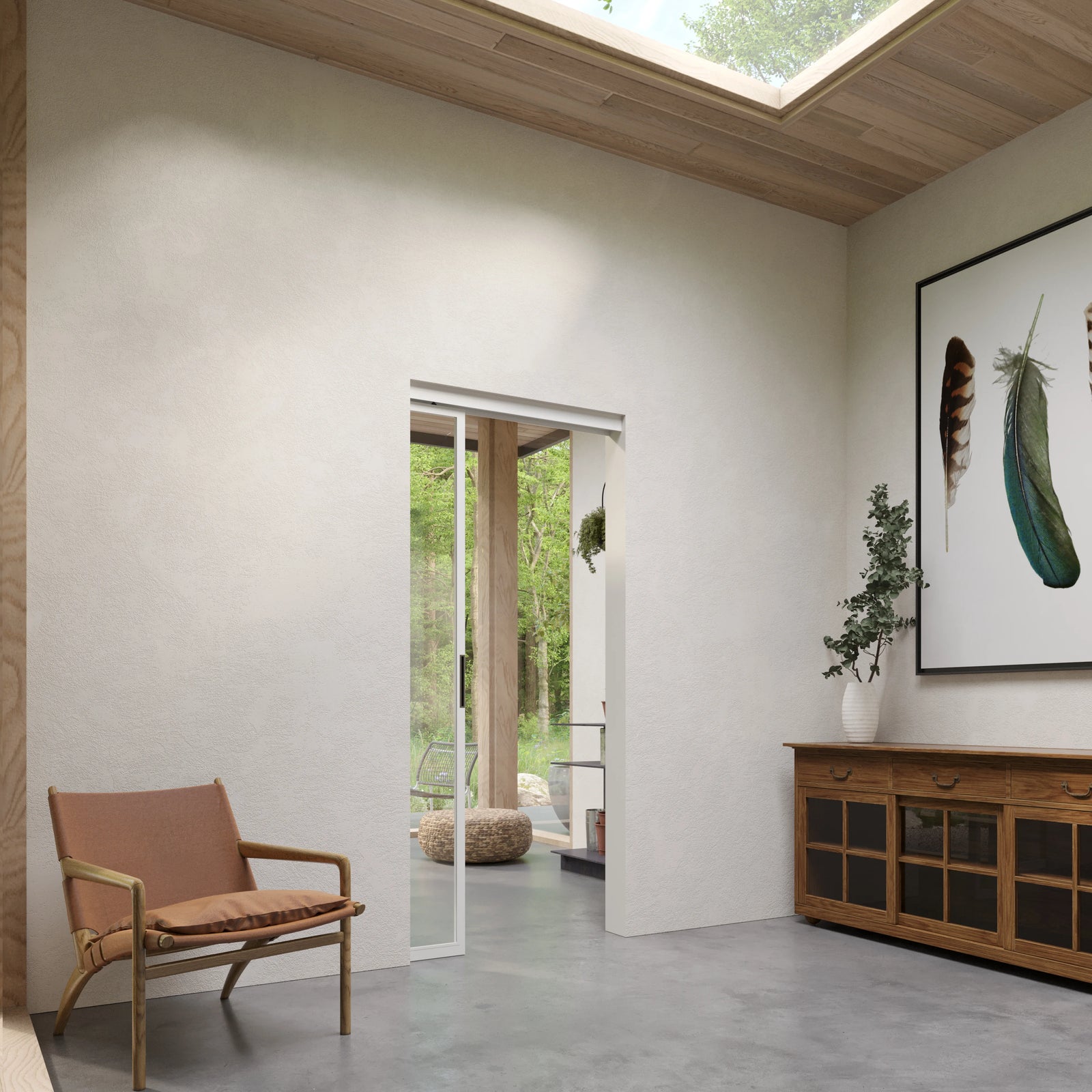 Pinkys Air Lite interior steel door, single, flat, sliding, pocket, top-track