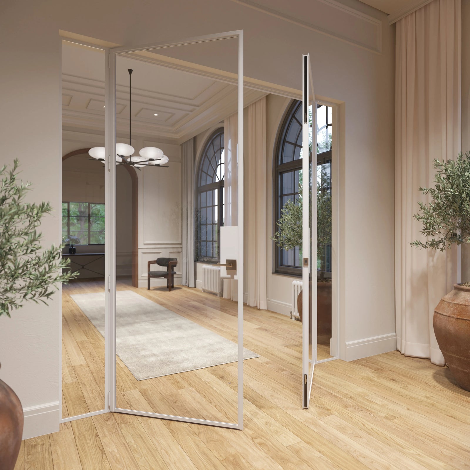 Pinkys Air Lite interior steel door, double, flat, with side windows