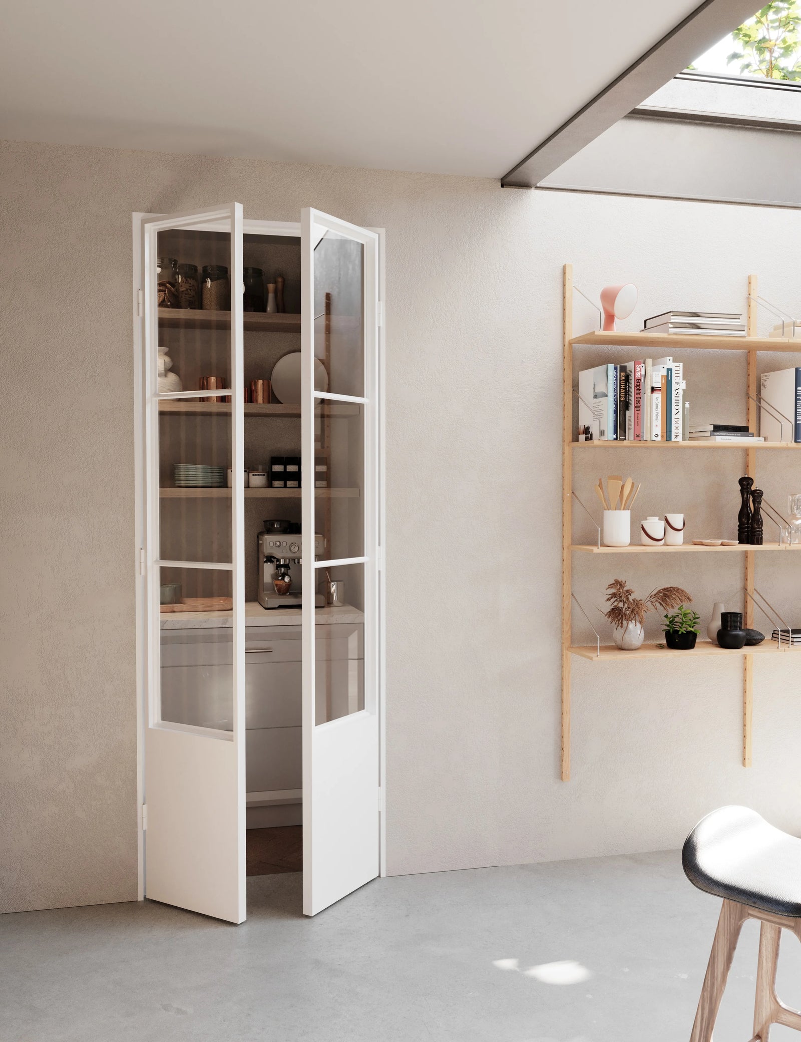 interior steel pantry door with kickplate in white