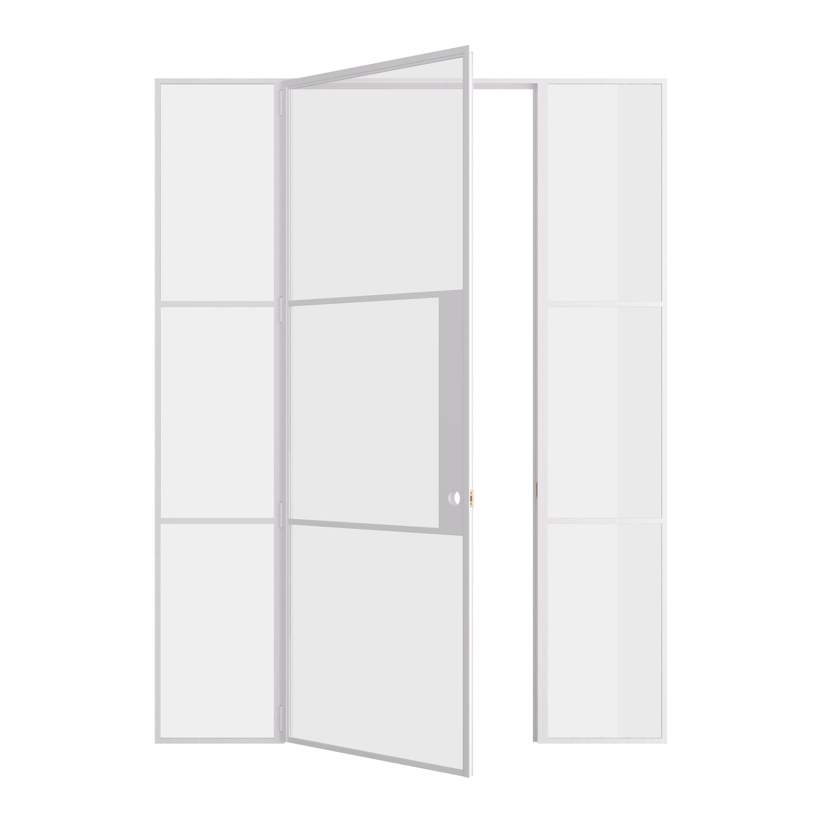 Pinkys Air 4 interior steel door, single, flat, with side windows, open
