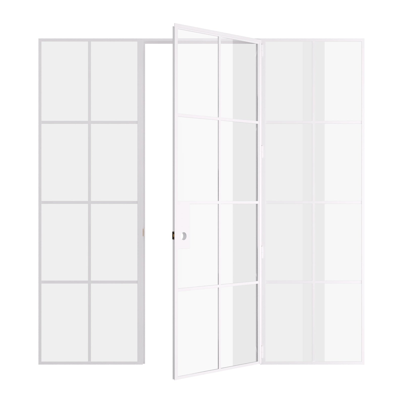 Pinkys Air 5 interior steel door, single, flat, with side windows, open