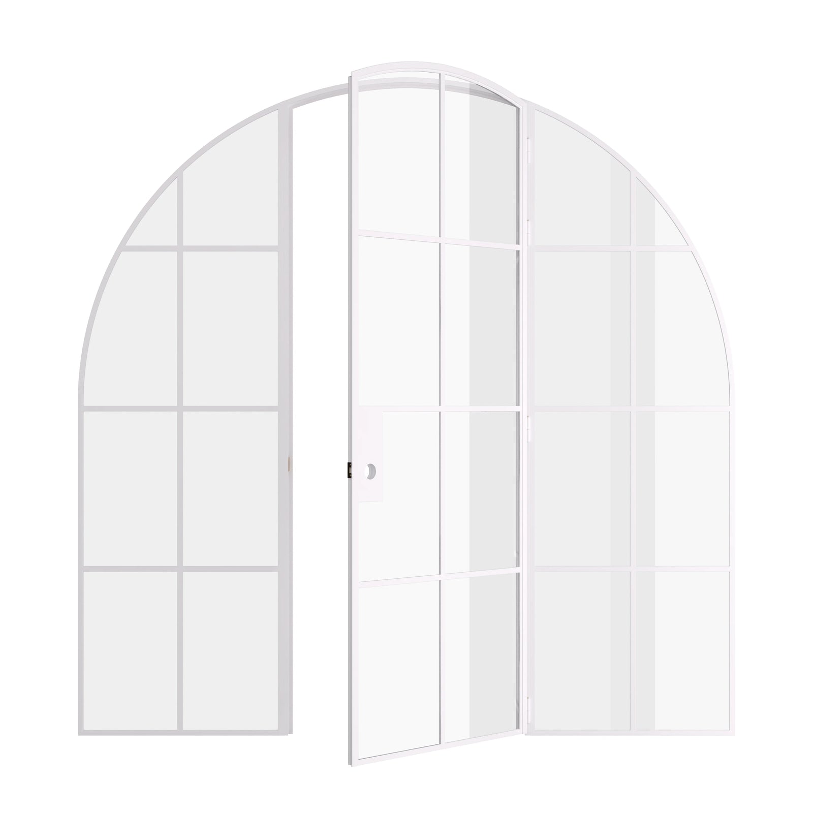 Pinkys Air 5 interior steel door, single, arch, with side windows, open