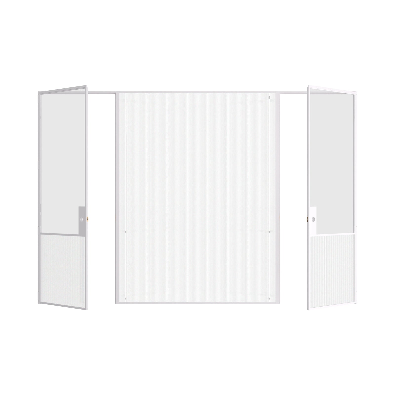 Pinkys Air Grand interior steel door, dual single, flat, with a fixed middle panel, open