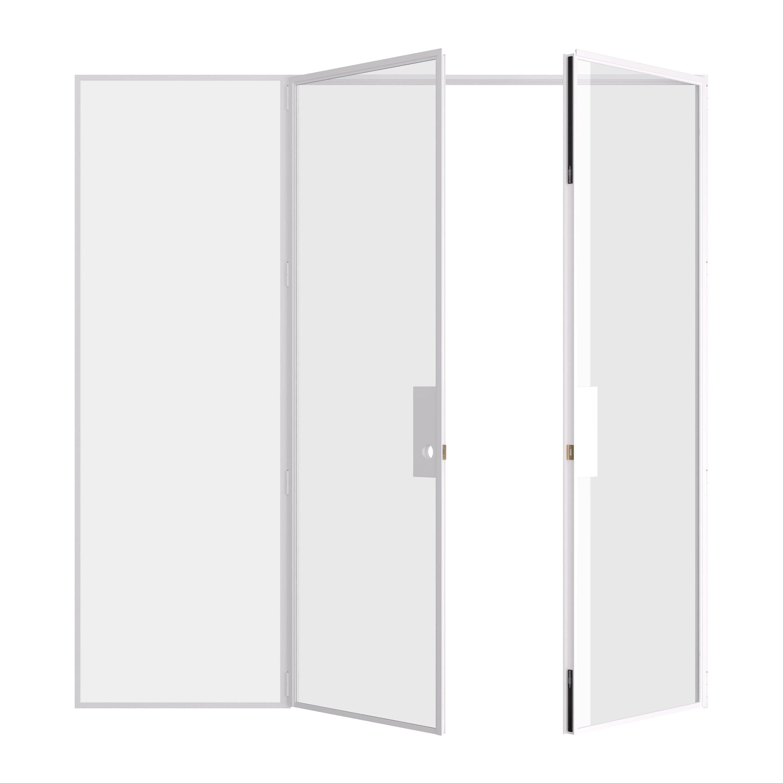 Pinkys Air Lite interior steel door, double, flat, with a left side window, open