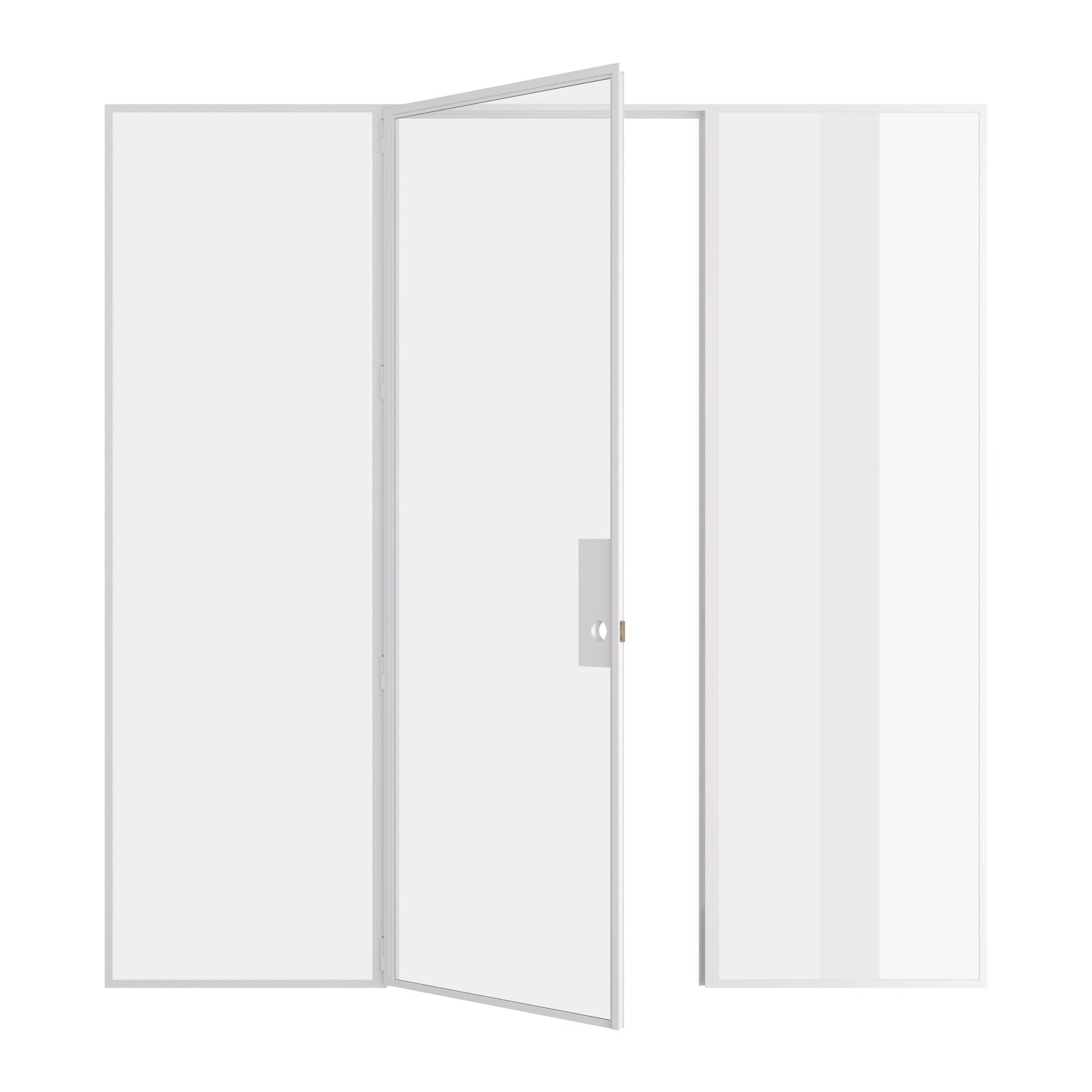 Pinkys Air Lite interior steel door, single, flat, with side windows, open