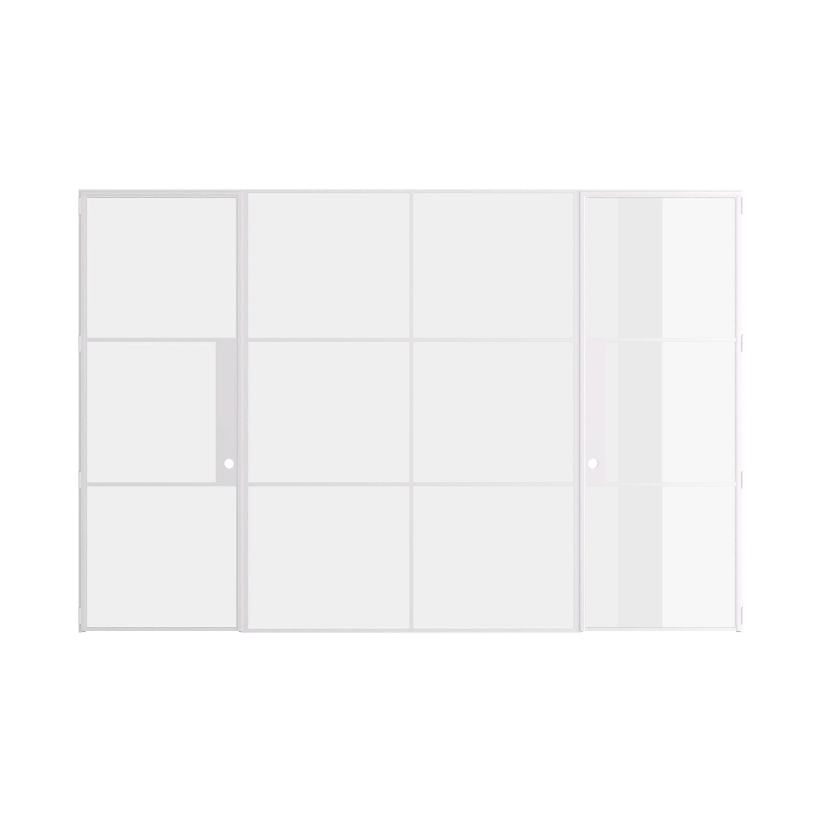 Pinkys Air 4 interior steel door, dual single, with a fixed middle panel, closed