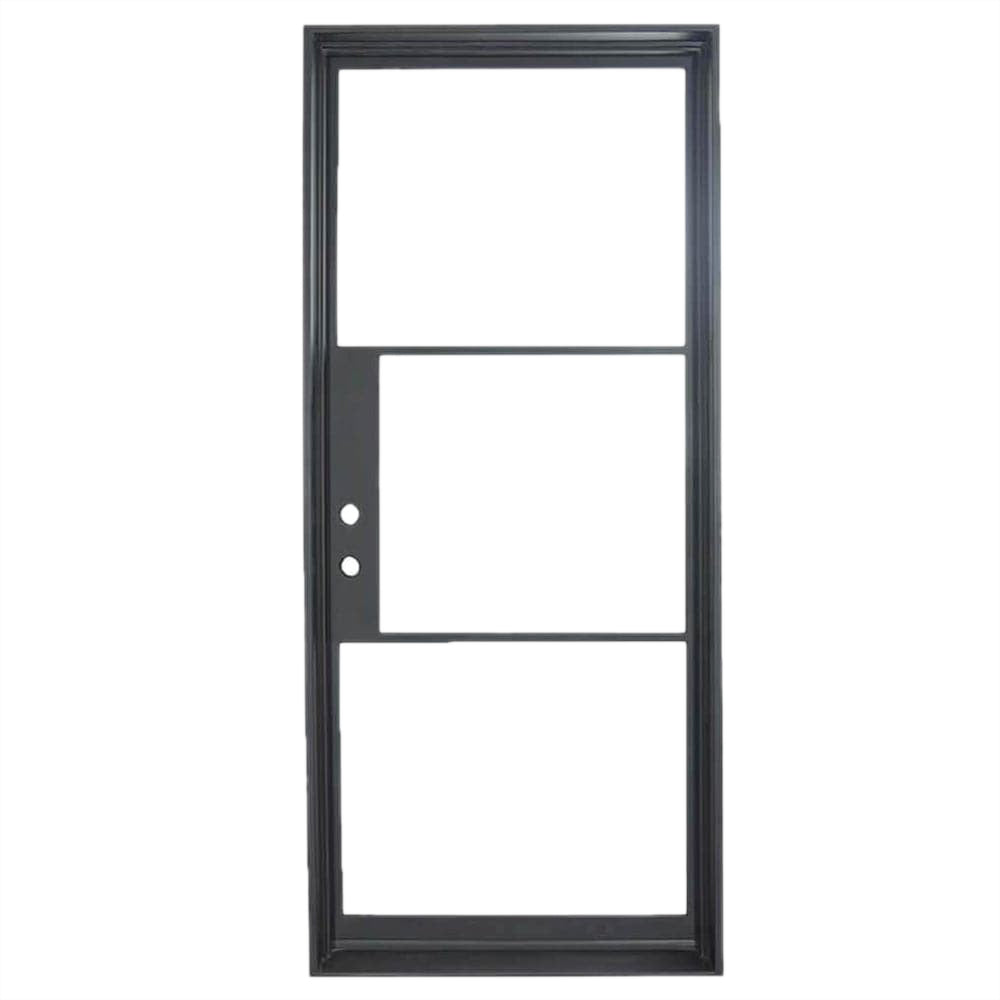 single opening steel door with 3 tempered glass panes held by dividers for Patio or entry door - PINKYS