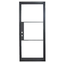 Load image into Gallery viewer, single opening steel door with 3 tempered glass panes held by dividers for Patio or entry door - PINKYS