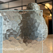 Textured aquatex glass pane sample.
