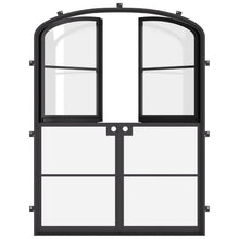 Load image into Gallery viewer, Energy-star steel Dutch door with curved glass top and sleek iron frame
