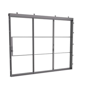 metal black glass panel door