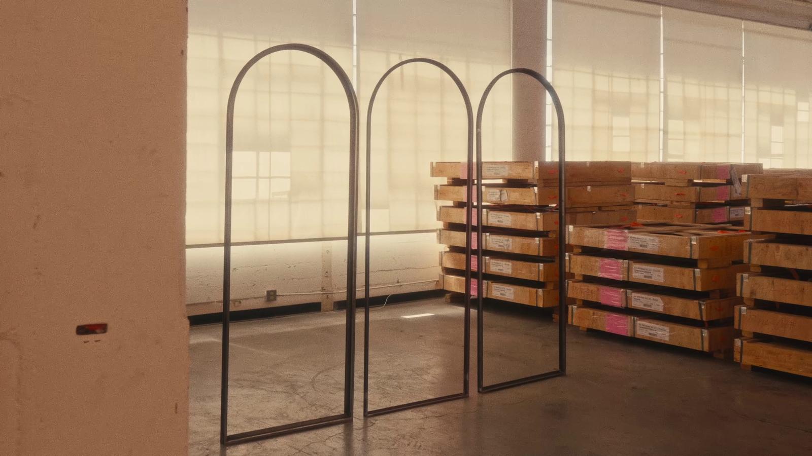 three steel arch top doors made with continuous bend technology